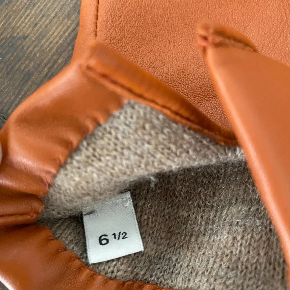 New Coach Leather and Wool Gloves, Sandstone